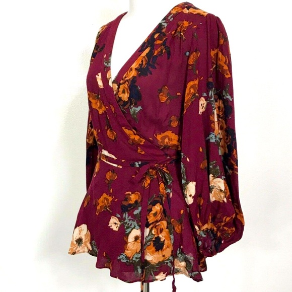 HD in Paris | Anthro Ruby Floral Gail Surplice Wrap Blouse - Picture 2 of 12